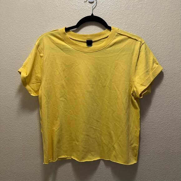 Wild Fable Yellow Short Sleeve Cut Off Crop Top Cropped T-Shirt Size Small - Picture 2 of 6
